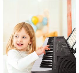 Glarry 61 Key Lighting Keyboard with Piano Stand, Piano Bench, Built In Speakers for Beginners