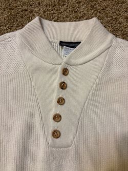 Vintage Lands' End Direct Merchants 100% Cotton Ribbed Henley Sweater Size XL