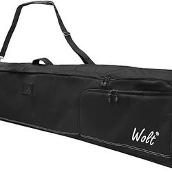WOLT Rolling Ski Bag - Padded Snowboard Bag Carrier with Wheels for Air Travel, fit to Double Pairs of Skis up to 175 or 190 cm