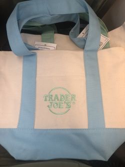 Trader Joe’s Mini Pastel Canvas Tote Bag (Blue)