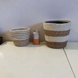 *$5 & $10* Plastic Lined Decorative Plant Pot Cover - Woven Jute🔻Size Below🔻*$13 for BOTH*