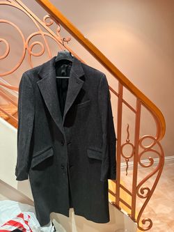 Zara Wool Coat Men’s XL Black Long Overcoat Made in Spain