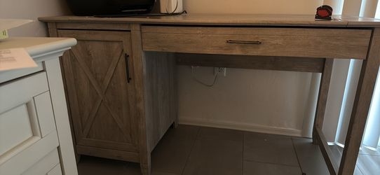Living Spaces Gray wash wood desk