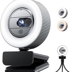 1080P FHD Webcam with Sony Sensor and Built-in Ring Light