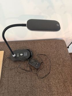 Black LED Gooseneck Desk Lamp with Power Adapter