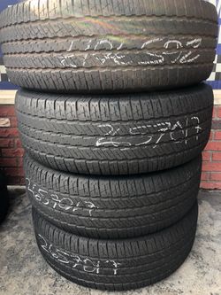 Used set good year wrangler 265/70/17 great condition $200 for 4 tires .