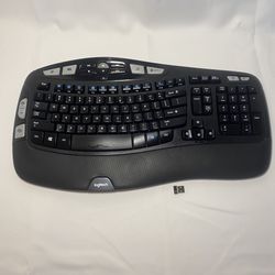 Logitech Comfort Wave Wireless Keyboard K350 w/ USB Dongle Ergonomic Working EUC