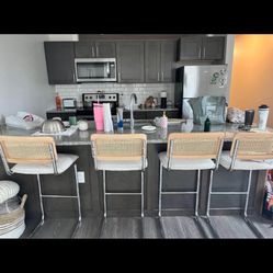 Rattan/Boucle Barstools 