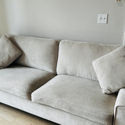 Modern Loveseat Sofa For Living Room With Cushions, 88.5 Inch, Beige 