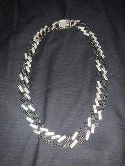 Black and White Iced Out Cuban Link Chain