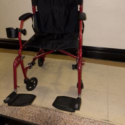 NOVA Ultralight Transport Wheelchair for Adulta, Folding Travel Wheelchair with 19" Seat Width, Compact Design, Easy to Carry, Red IN EXCELLENT CONDIT