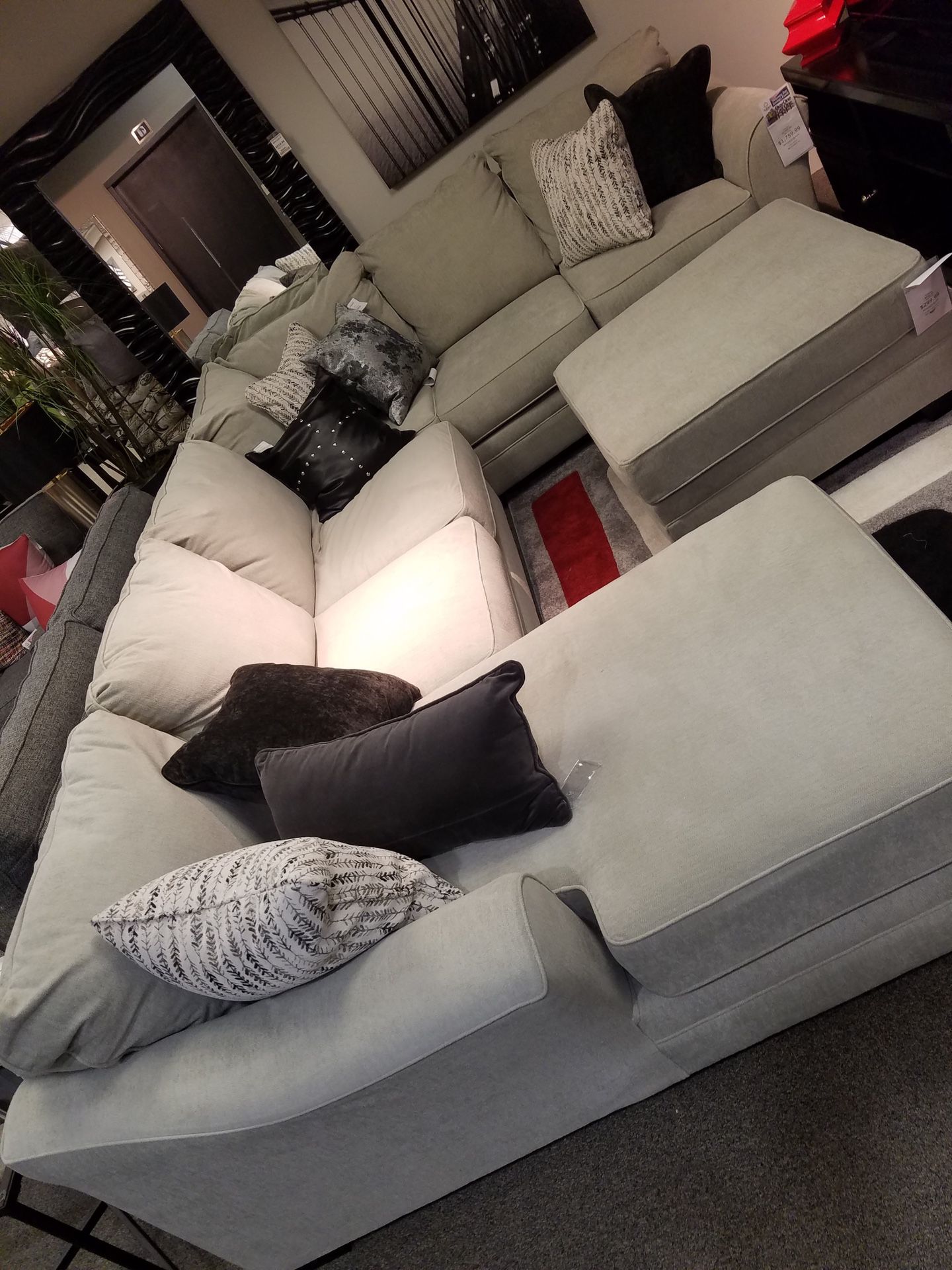 Palempor 3 piece sectional sofa( corner chaise, armless loveseat, sofa) plus matching ottoman
