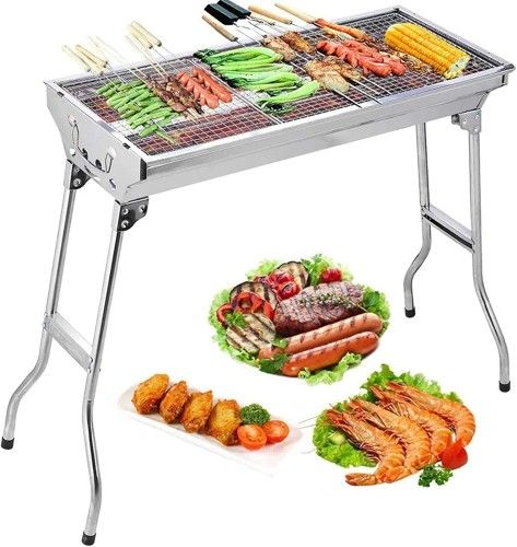 CHARCOAL GRILL Barbecue Stainless Steel BBQ Smoker Folding Portable Tailgate