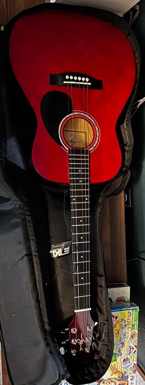 Guitar With Case, Picks, Strings, And Other Accessories