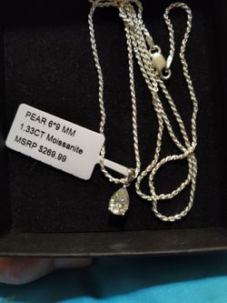 Moissanite Pear Cut 1.33ct Pendant Sterling Silver 