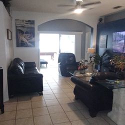 Brown Leather Living Room Set 