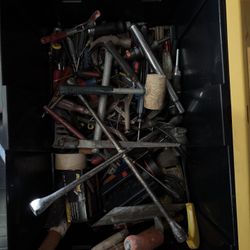 Large Lot of Used Hand Tools – Hammers, Screwdrivers, Files, Mallets & Tool Bag