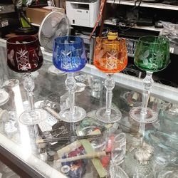 Vintage Czech Bohemian Cut Crystal Glasses