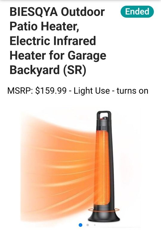 Outdoor Patio Heater, Electric Infrared Heater for Garage Backyard Indoor use