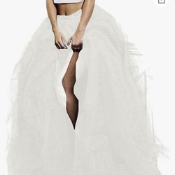 Womens Long Maxi  Tulle  Skirt, (Ivory,Army Green),new
