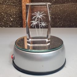 3-D Crystal Palm Trees and Saxophone With Lighted Base