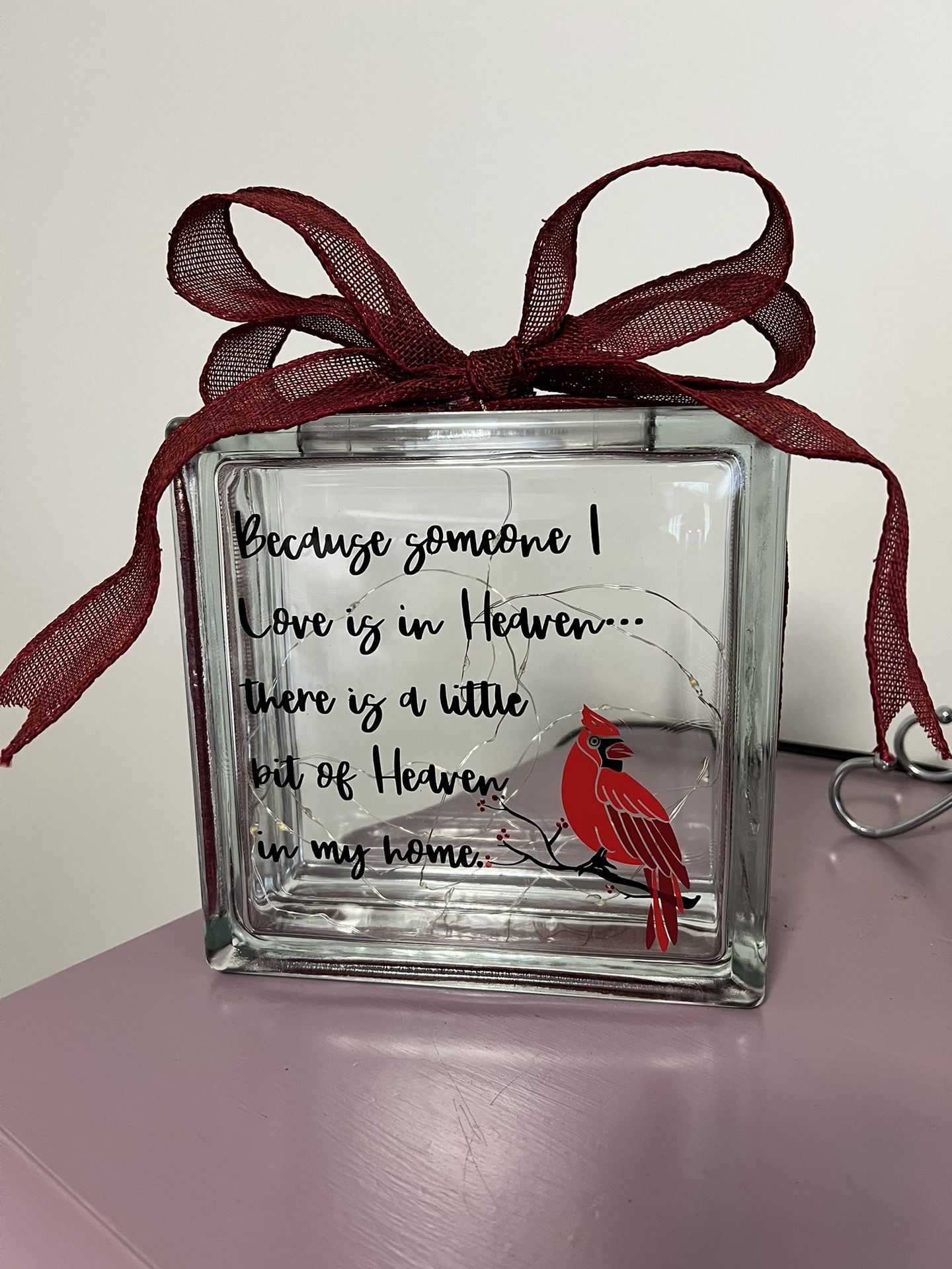 Glass Cube W/ Fairy Lights (Someone In Heaven)