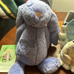 Jellycat Bashful Bluebell Bunny Rabbit Plush 12” Retired Blue Purple