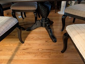 Black Pedestal Dining Table with Chairs