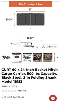 CURT Fold-up Hitch Carrier 500 Lbs 2 Inch Bicycle Cargo