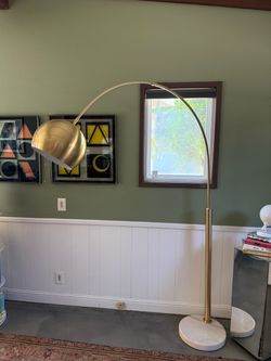 Vintage Midcentury modern Arc Lamp Gold with Marble Base