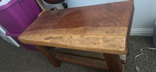 Rustic Solid Wood Console Table with Shelf