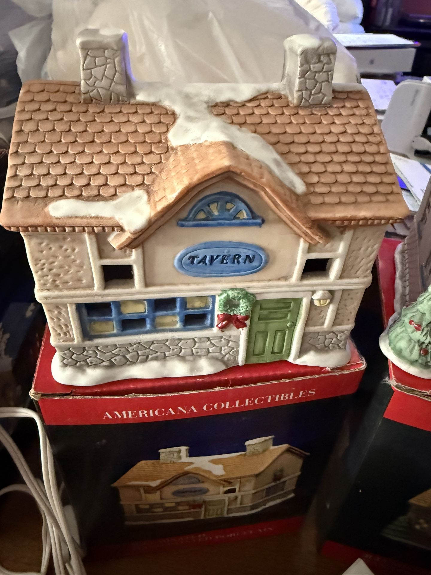 Porcelain  Christmas Houses, Bridge, People,  More That 17 Pieces 