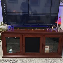 TV Stand Solid Dark Wood 65inch long.  