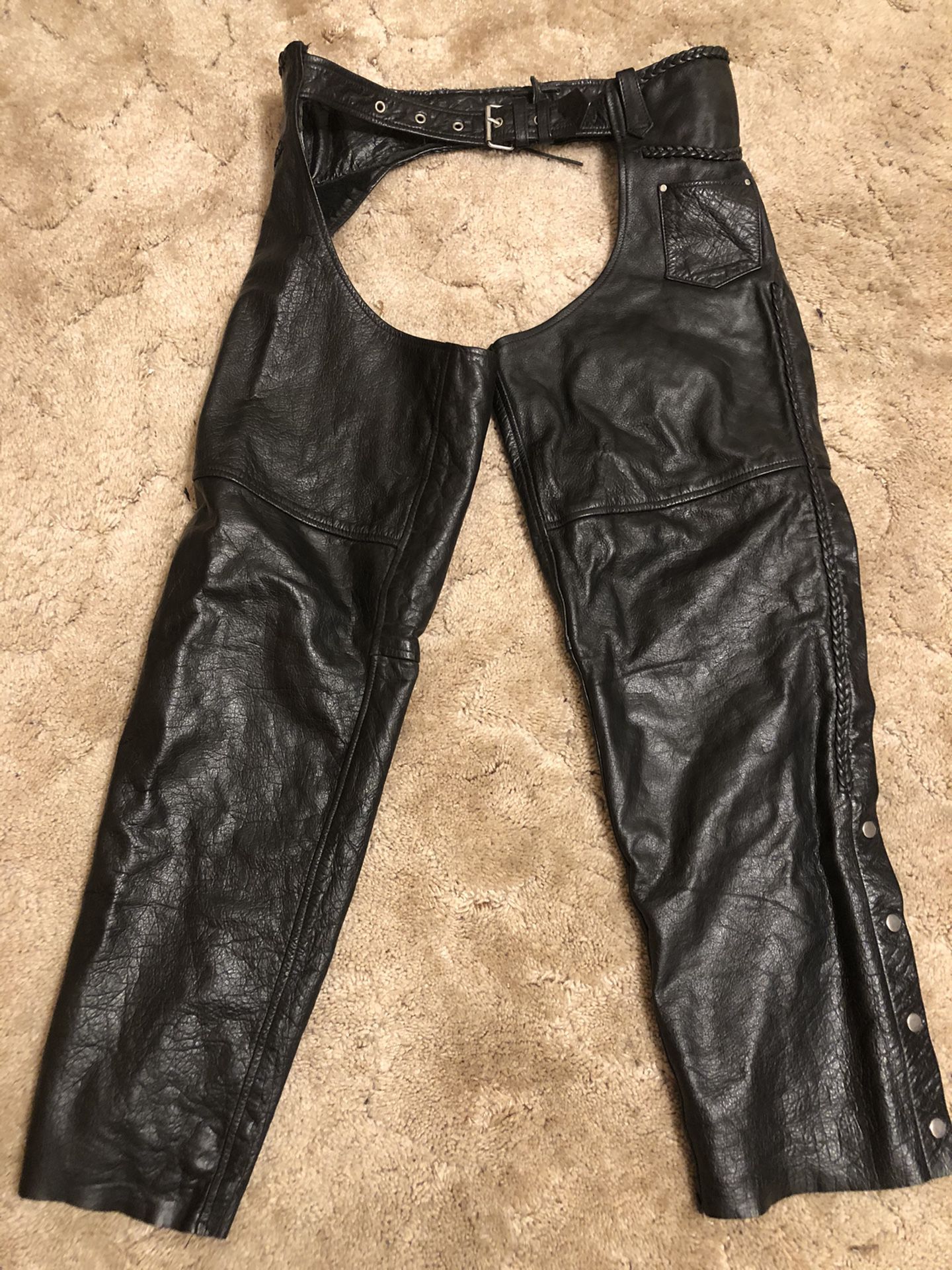 HARLEY DAVIDSON AUTHENTIC LEATHER RIDING CHAPS SIZE XXL