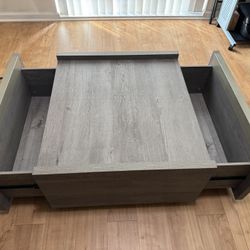Sauder Manhattan Gate Square Coffee Table, Mystic Oak, 2 Drawers, Modern Farmhouse