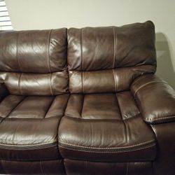 Chocolate Brown Leather Loveseat 