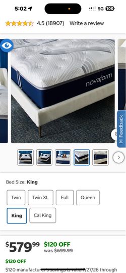 Novaform mattress  brand new king