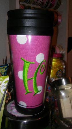Monogrammed Travel Coffee Mug "H"