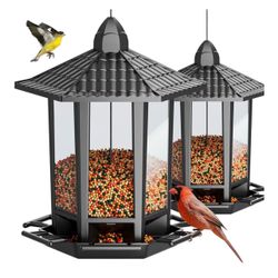 New Set of 2 Hexagonal Hanging Bird Feeders