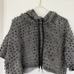 Spiked Denim Hoodie - XL