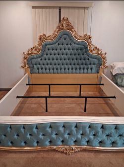 King bed frame with mattress and also stand mirror