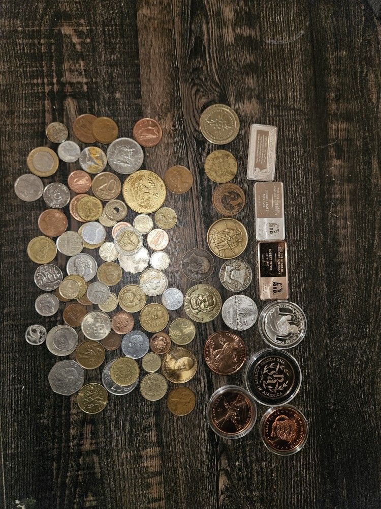 Coins, Silver, Copper, And Different Curency
