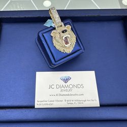 Pendant Grizzly 10k Gold Diamonds Real 