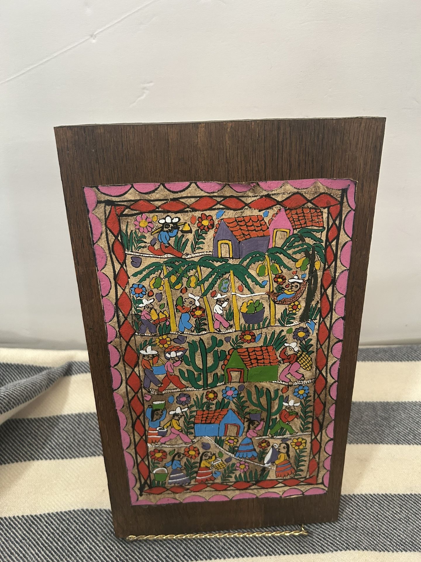 Mexican Original Folk Art Ámate Painting