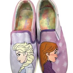Disney Frozen ELSA/ANNA Slip On Sneaker Flat Loafer Shoe  Ground Up Kids Size 4