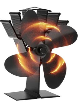 Wood Stove Fan 4 Blade Fireplace Fan for Wood Burning Stove,Heat Powered Stove Fan Komin Log Wood Stove Accessories,Silent Operation Circulating Warm