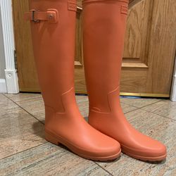 Hunter Original Refined Wide Calf Rain Boot Matte Orange