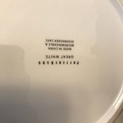 A Set Of 12 Large White Pottery Barn Dishes 