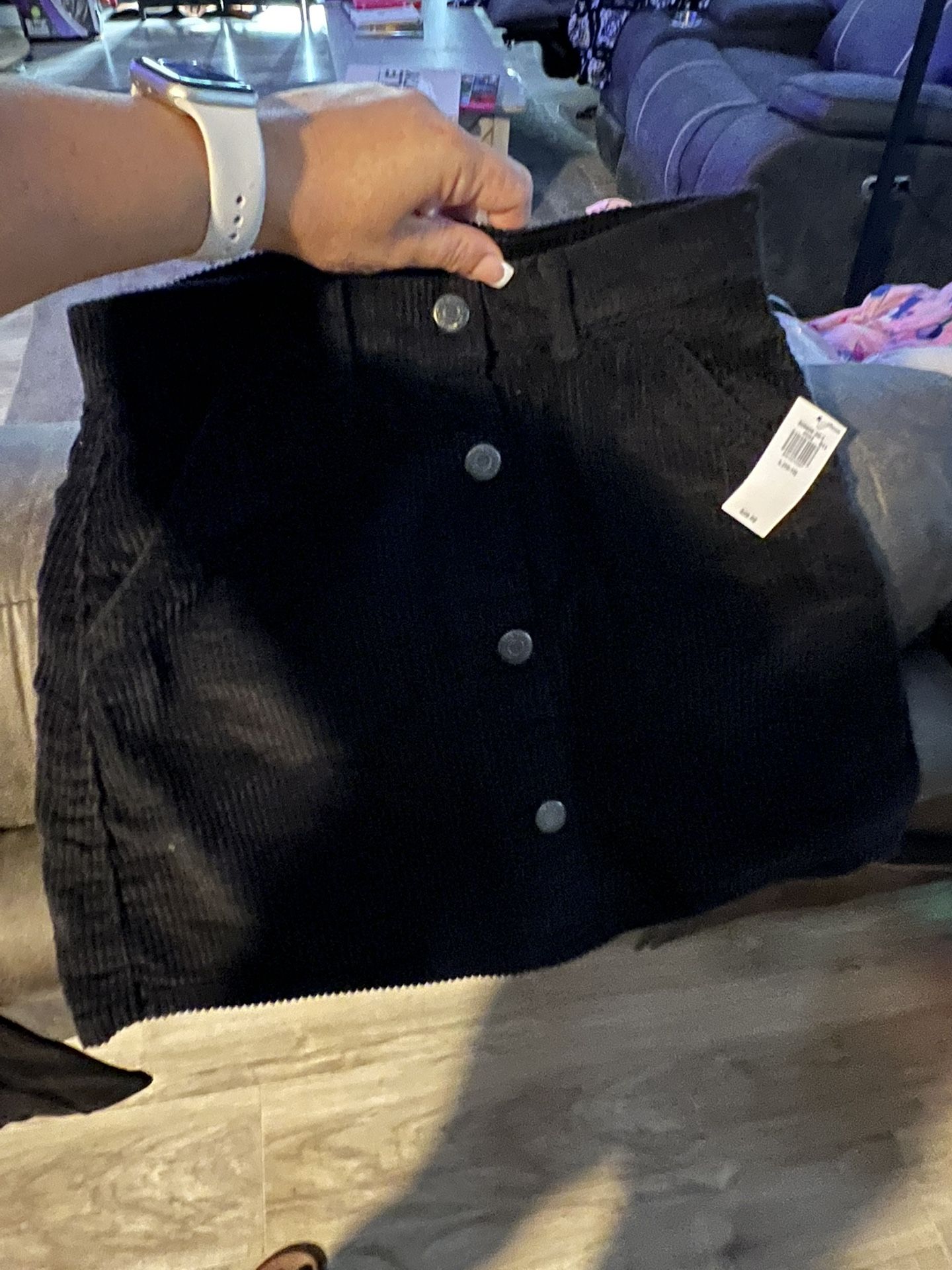 New Old Navy Corduroy Black Skirt Size 10/12