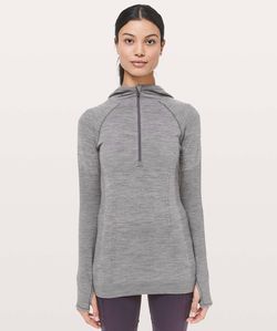 Lululemon Swiftly Wool 1/2 Zip Hoodie Titanium White Sz. 6